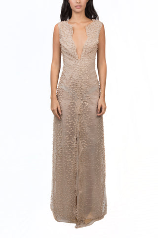 Vestido de perlas nude
