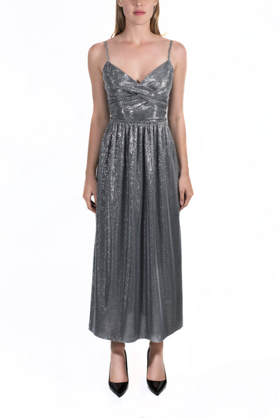 Vestido tobillero plata