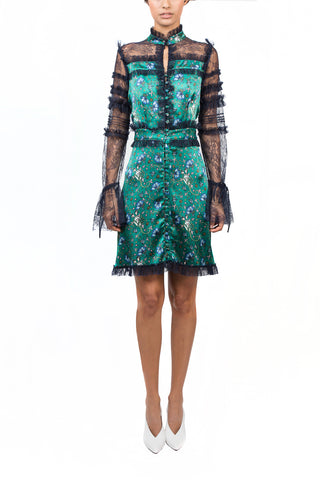 Vestido print con encaje azul